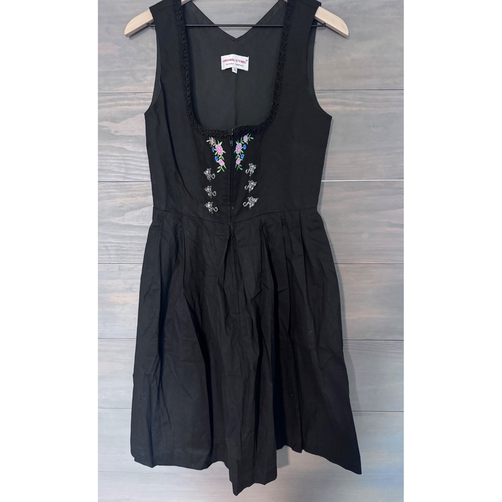 Original‎ Steindl Womens Black Cotton Floral Embroidered Dirndl Dress Size 40